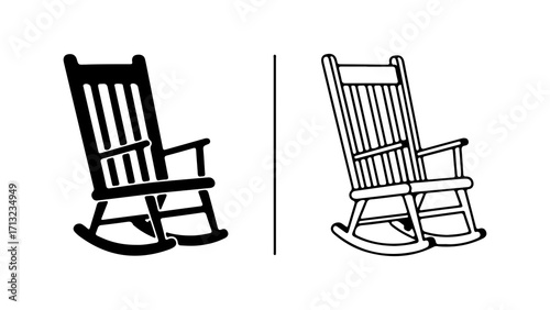 Rocking chair silhouette illustration showing design and details for relaxation and comfort.