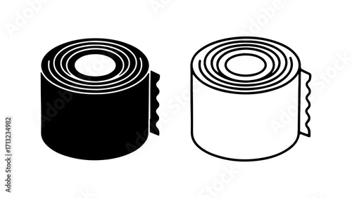 Roll of toilet paper or paper towel icon set.