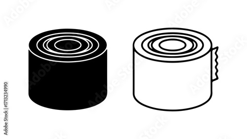 Roll of Tape or Bandage in Solid and Outline Styles.
