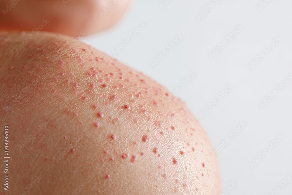 Fototapeta premium Close-up of skin with small, red bumps