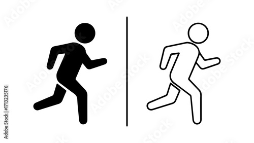 Running person silhouette symbol of activity and motion in action.