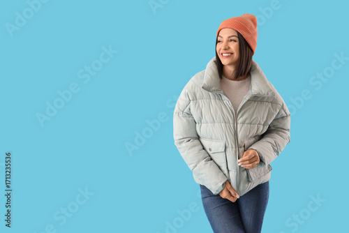 Young woman in stylish puff...