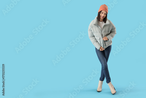 Young woman in stylish puff...