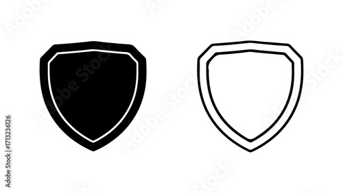 Shield Icons Protection and Security Symbols in Black and White.