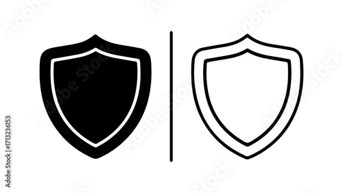 Shield Icons Security and Protection Symbols in Black and White.