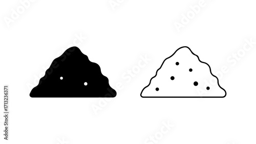 Simple black and white icons of a pile of dirt or sand.