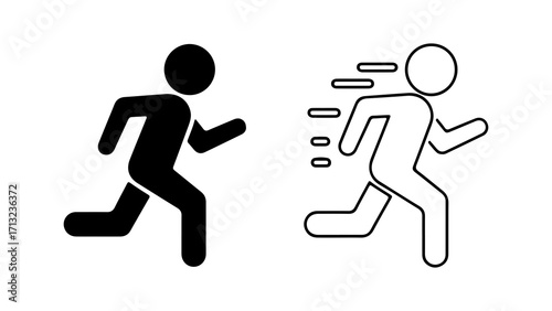 Simple black and white icons of a running person.