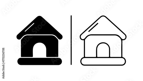 Simple House Icon in Black and Outline Styles.