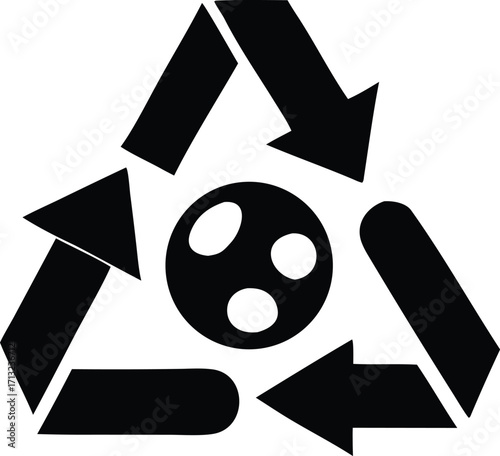 Recycling symbol with earth icon indicating environmental protection and sustainability for a greener planet promoting eco-friendly practices and waste reduction initiatives worldwide.