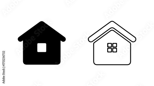 Simple house icons black and line art.