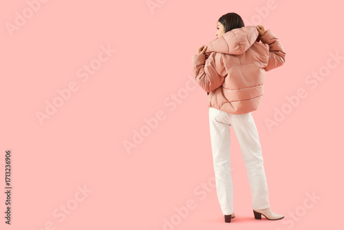 Young woman in stylish puff...