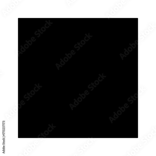 Solid black square shape simple geometric form basic design element visual representation of a square monochromatic color.