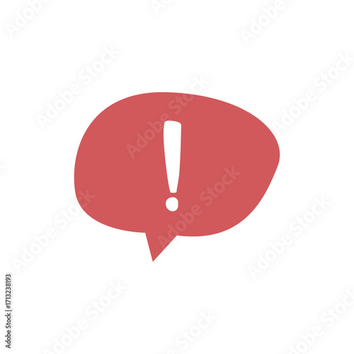 Exclamation mark inside a speech bubble on a white background, a symbol of alert