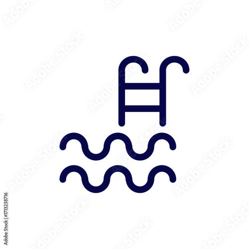 Minimalist graphic concept of a swimming pool with a ladder and clean water waves illustration