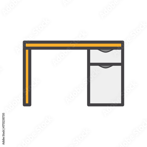 Streamlined Desk Illustration with Storage Drawers for Modern Home Office Spaces