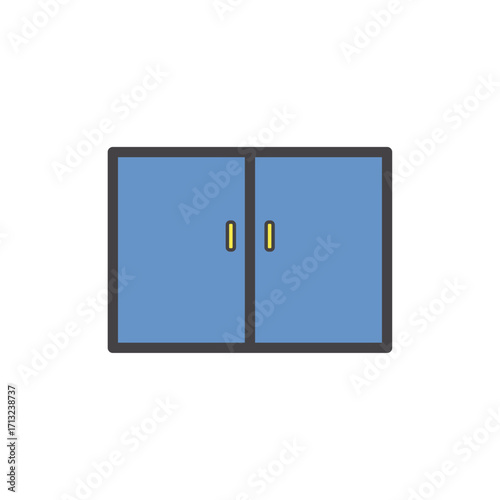 Modern minimalist blue two-door storage cabinet for efficient home organization solutions