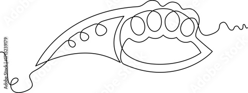 one line art Knuckle Knife vector illustration. line art, one continuous line, simple, hand drawn and sketch style. for icons, symbols, signs or logos. PNG