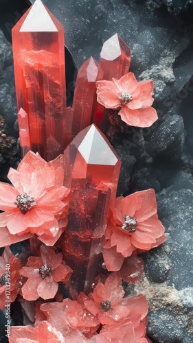 Ethereal Red Crystal Formation in Darkness