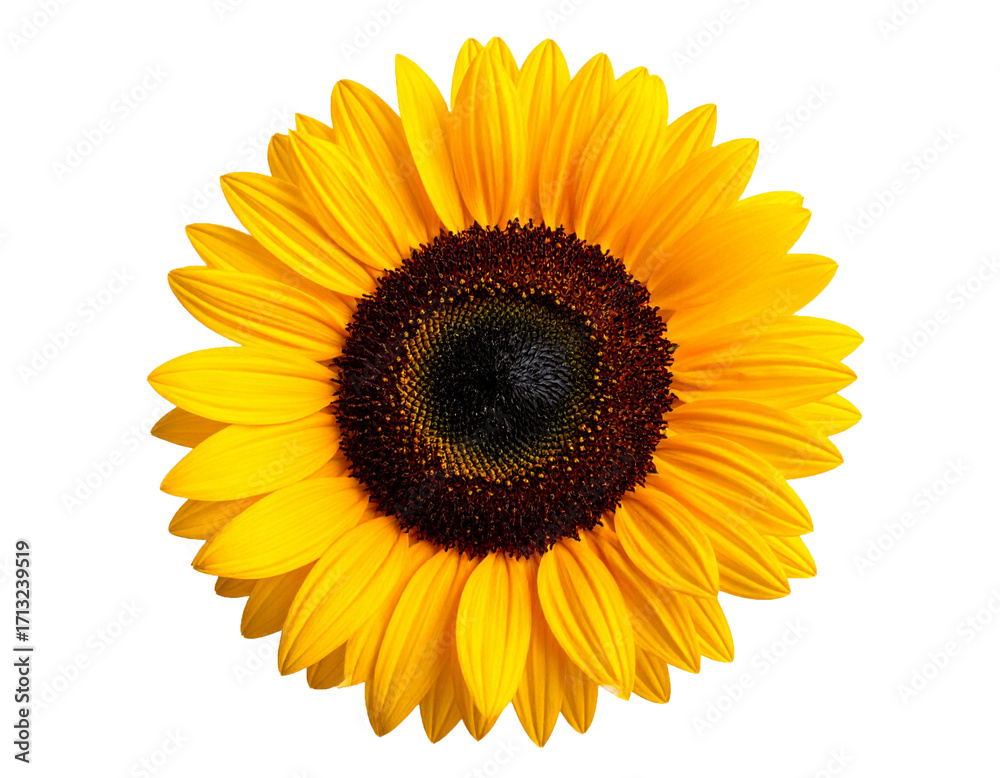 Fototapeta premium Bright Yellow Sunflower Isolated on White Background