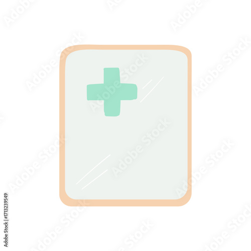 Digital Illustration of a Medical Sign with a Green Cross on a White Background