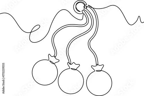 one line art Bolas Weapon vector illustration. line art, one continuous line, simple, hand drawn and sketch style. for icons, symbols, signs or logos. PNG