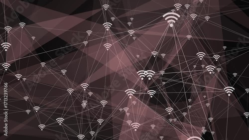 Dynamic Wi-Fi Network Grid with Abstract Plexus Connections,Abstract Wireless Network with Interconnected Wi-Fi Symbols

