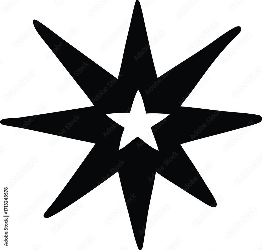 Fototapeta premium Eight pointed star symbol with inner star graphic design element for celebration and decoration