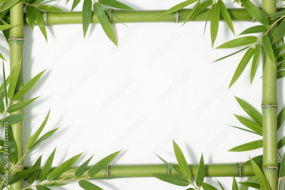Naklejka premium bamboo frame on white background