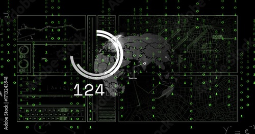 After panels sliding in progress ring counting stock limits and globe rotating tracking supply