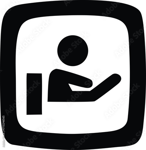 Modern icon symbol represents person offering assistance helping hand or service gesture clean design