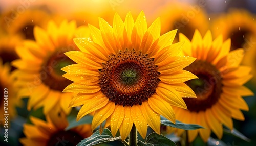 Close-up of sunflowers in a field