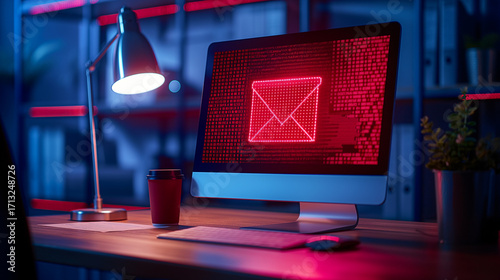  Um e-mail de phishing exibido na tela de um computador