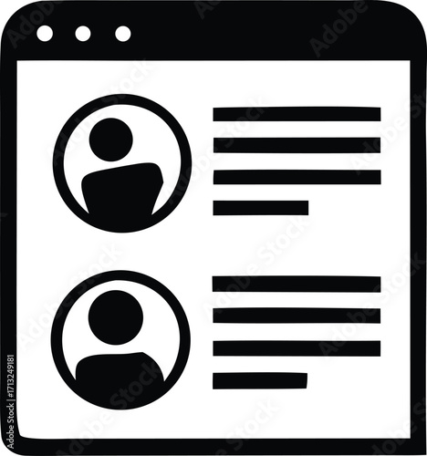 User profile icons representing contacts or members in a digital application interface for user management