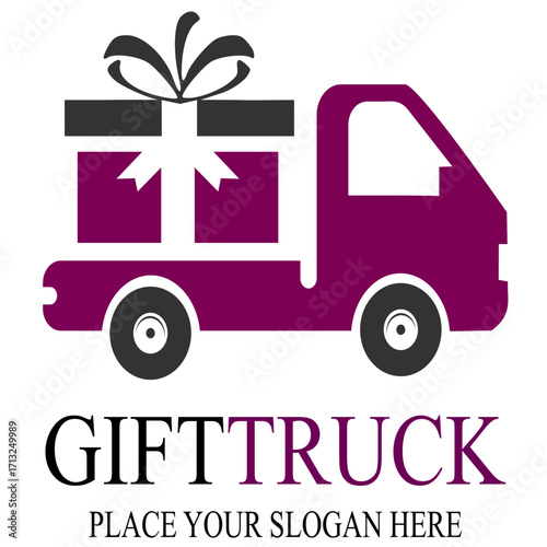 Gift truck vector logo template. This design use truck and gift symbol. Suitable for business