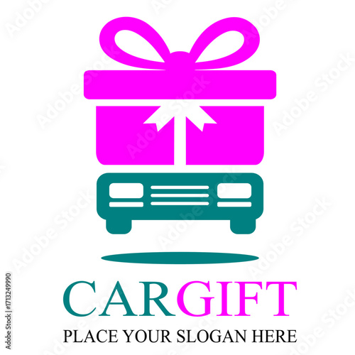 Car gift vector logo template. This design use car and box symbol. suitable for gift.