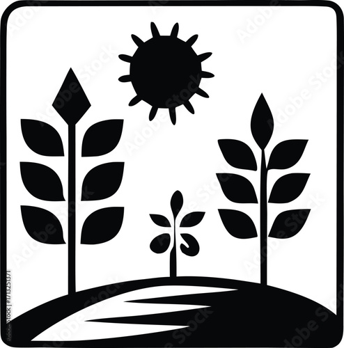 Sunlight nourishes growing plants and crops on rolling hills representing agriculture and nature's bounty for a healthy environment.