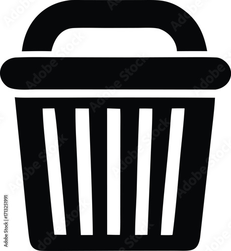Simple trash can icon symbol graphic element for deletion or waste management representing disposal and cleanup needs