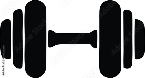 Iconic dumbbell silhouette for fitness health and strength training equipment graphics