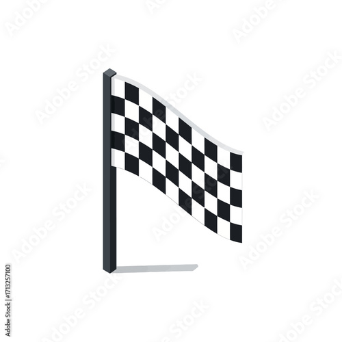 A checkered flag waving on a pole, symbolizing the end of a race or competition.