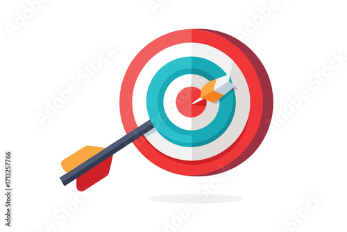 Dart hitting the bullseye on a target accuracy precision