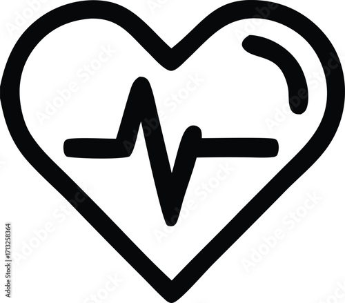 Simple heartbeat symbol medical icon cardiology ecg line art graphic for health wellness and medical themes