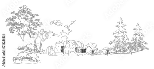 front View Vector Icons of Trees and Plants for Floor Plan and Architectural Design Projects	