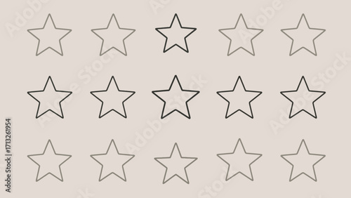 Rating stars outline in neutral color palette showing customer feedback concept