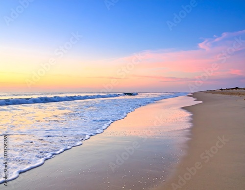 Serene sunrise beach scene