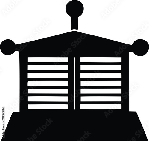 Iconic silhouette of a japanese gate or shrine entrance with traditional architectural elements