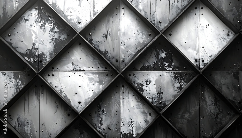 Obraz premium Abstract geometric patterned metal wall