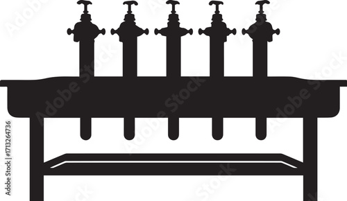 Black silhouette of beer tap dispenser for bar pub restaurant drink equipment design