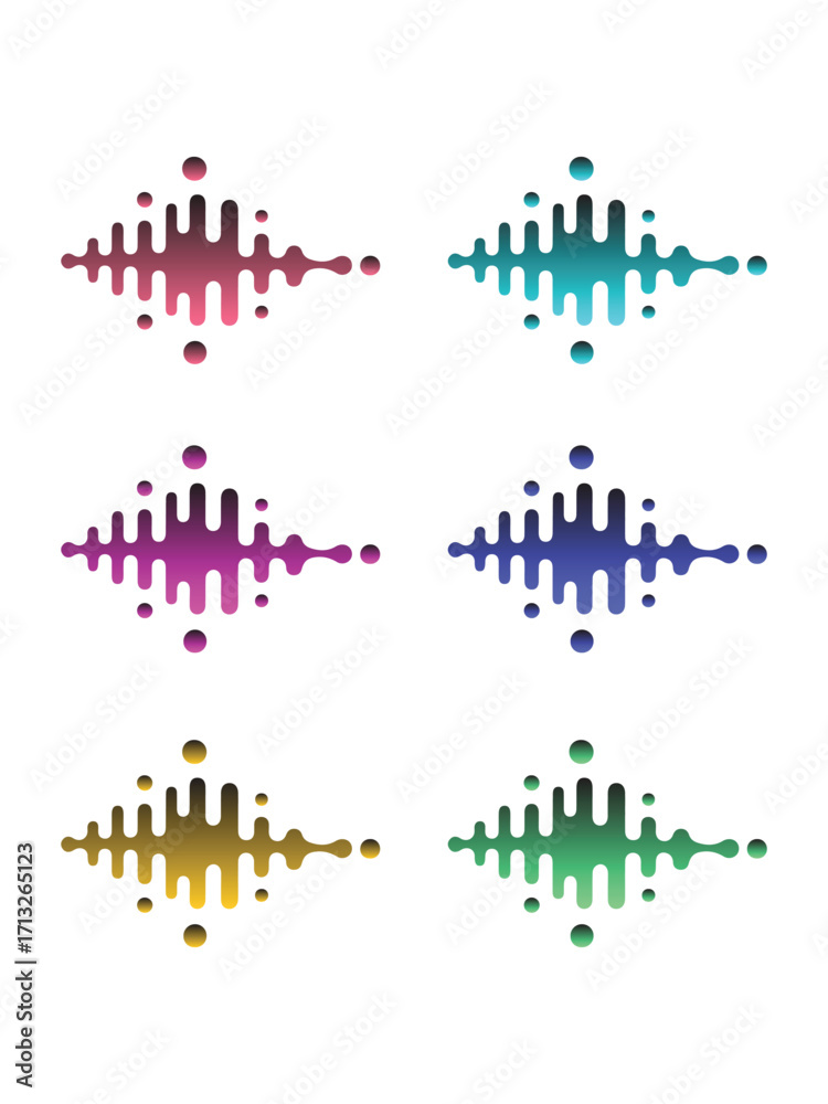 Obraz premium Abstract Colorful Sound Wave Pulse Logo Set