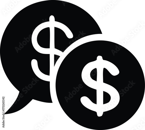 Money talk icon symbolizing financial conversation business deals and economic exchange with dollar signs