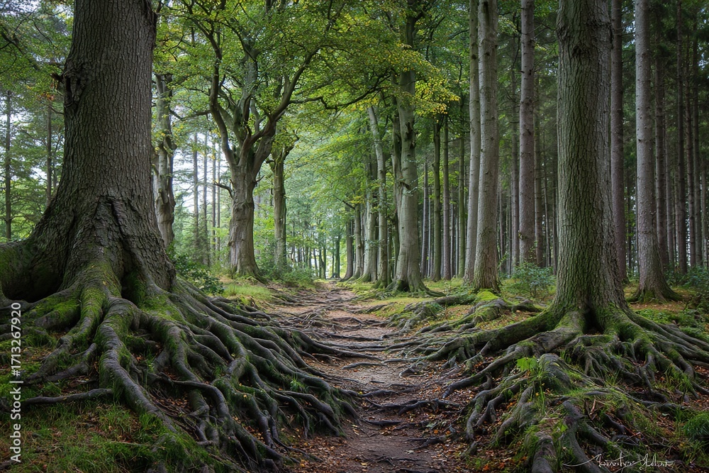 Naklejka premium Ravnsholt Skov forest in Alleroed Denmark. High quality